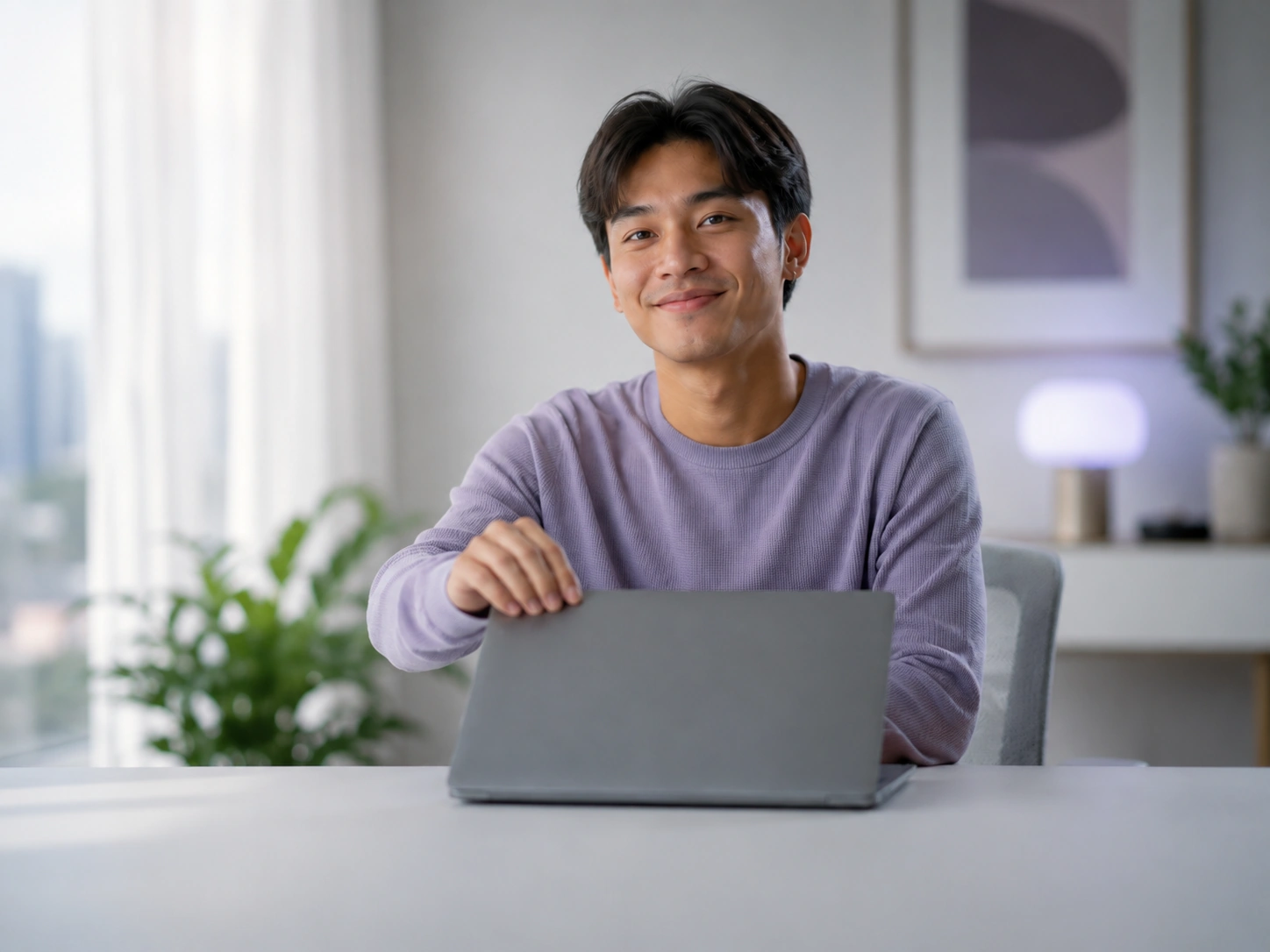 Contractor receiving an invite at a home desk